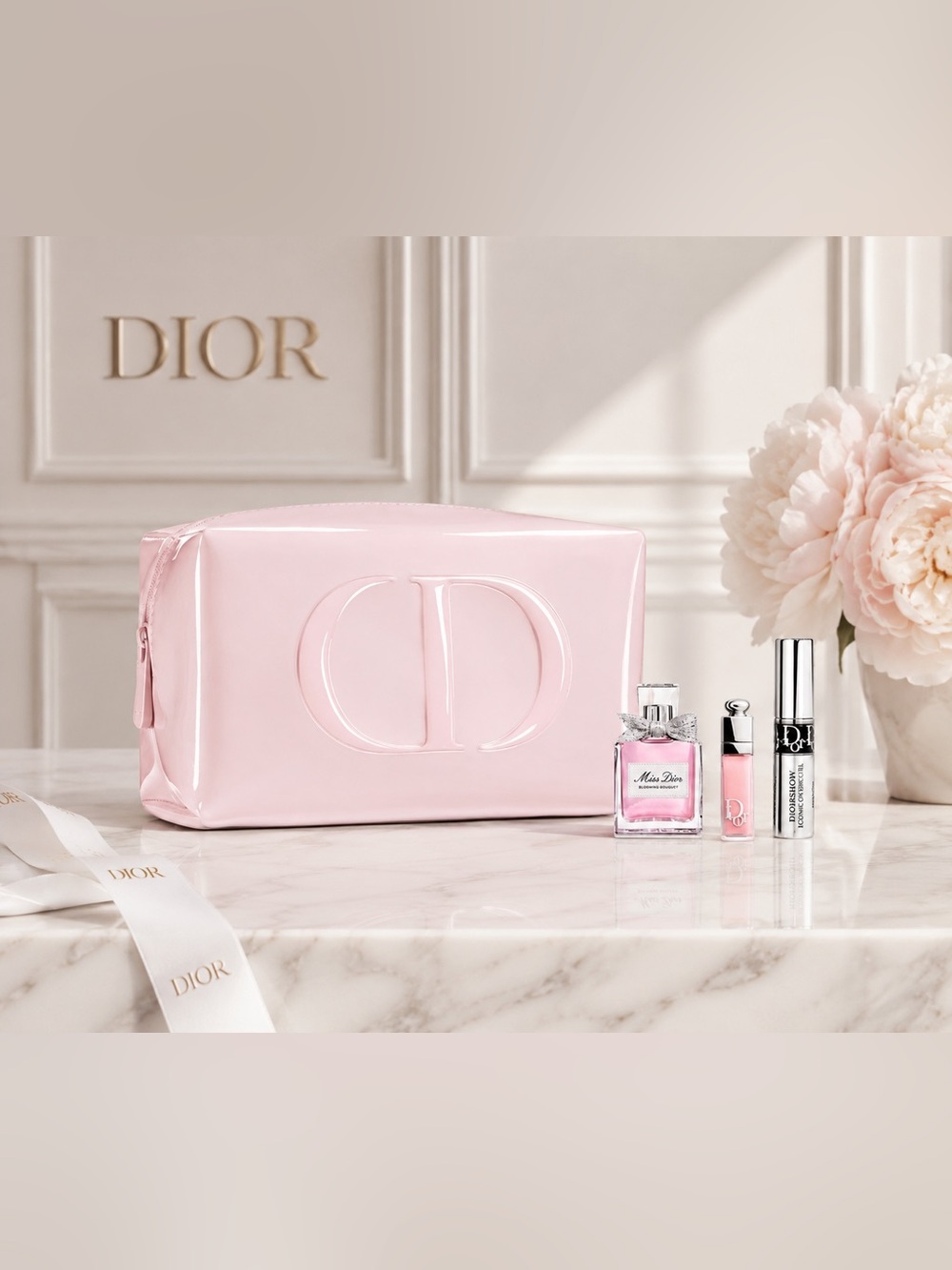 Dior lipgloss and mascara duo with Miss Dior blooming bouquet-Pink and silver